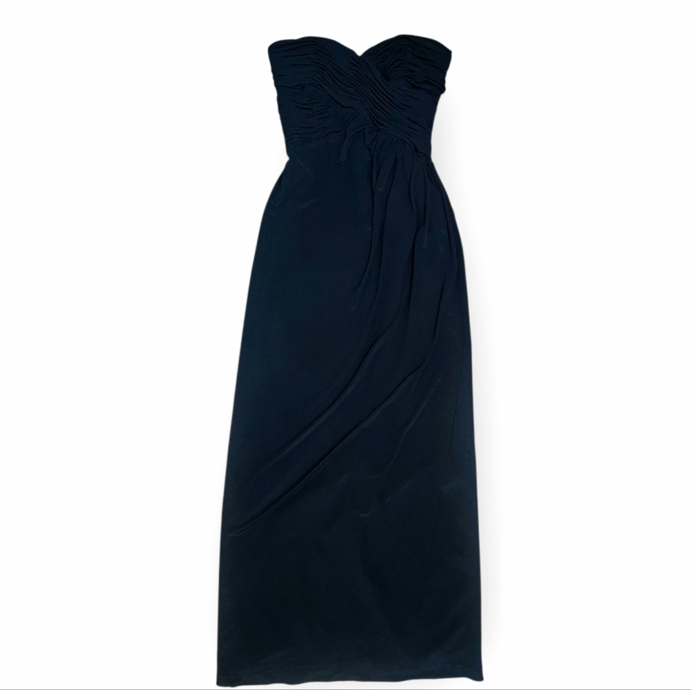 Vintage VICTOR COSTA x Neiman Marcus Black Dress Strapless Ruched Tulip Long 10
